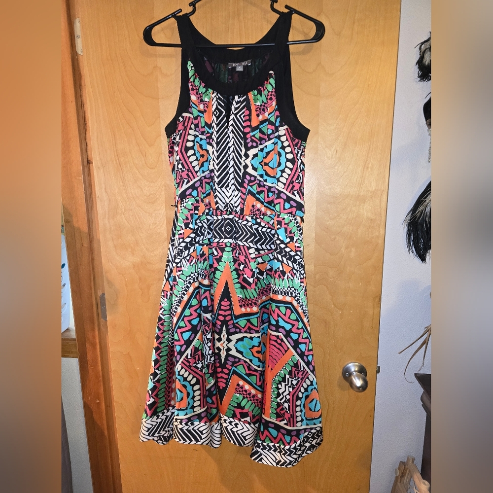 Multicolor Geometric Print Dress